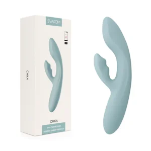Vibrador de Doble Estimulación Flexible Chika Gris Turquesa Controlado por APP Global By Svakom