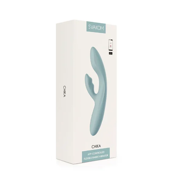 Vibrador de Doble Estimulación Flexible Chika Gris Turquesa Controlado por APP Global By Svakom